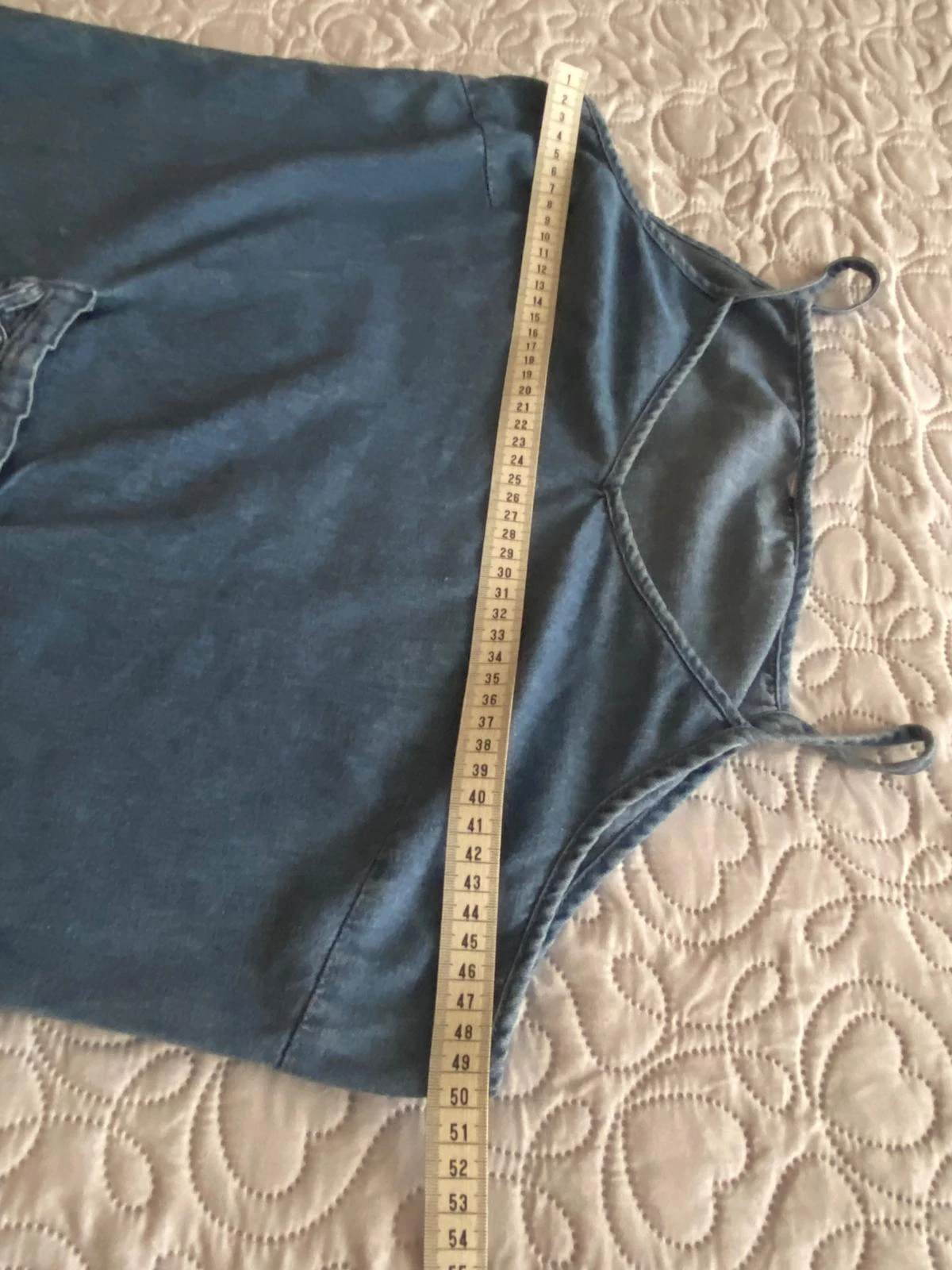 Vestido jeans de alças, bolso central, folgado. Tamanho M/L – photo 9
